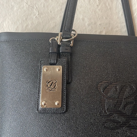 Louis Quatorze Black Leather Tote - Picture 5 of 7